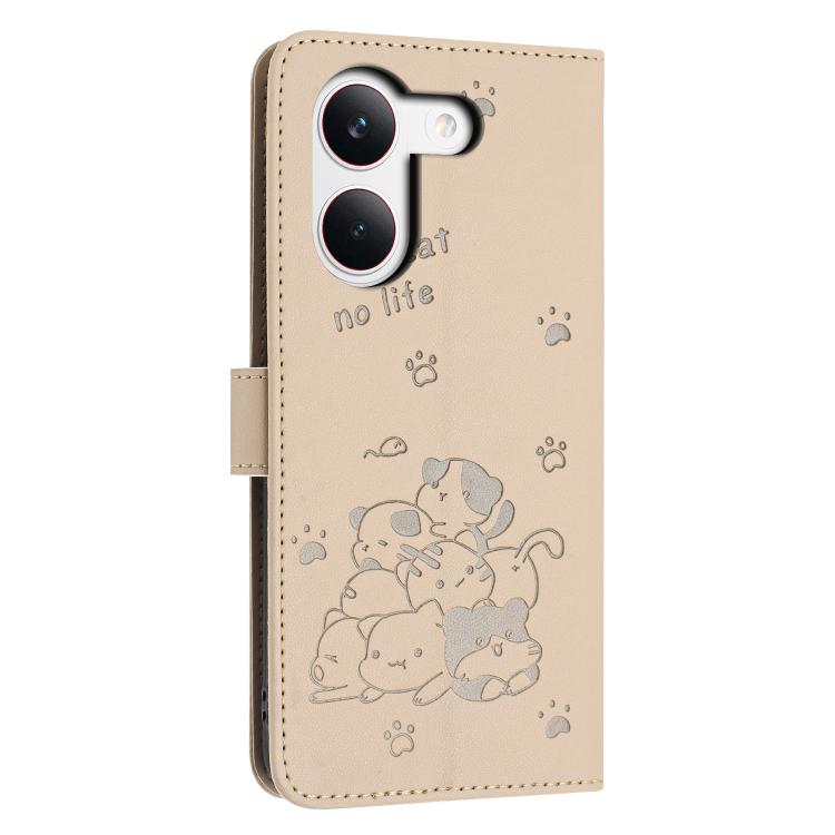 For Redmi Turbo 5 / Poco X8 Pro 5G Embossed Kitten Phone Leather Case with Lanyard