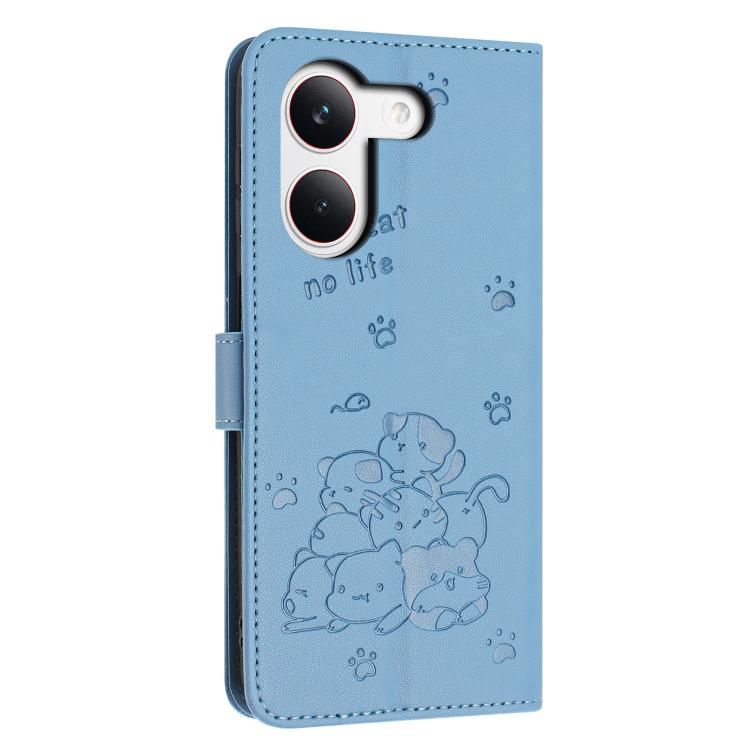 For Redmi Turbo 5 / Poco X8 Pro 5G Embossed Kitten Phone Leather Case with Lanyard