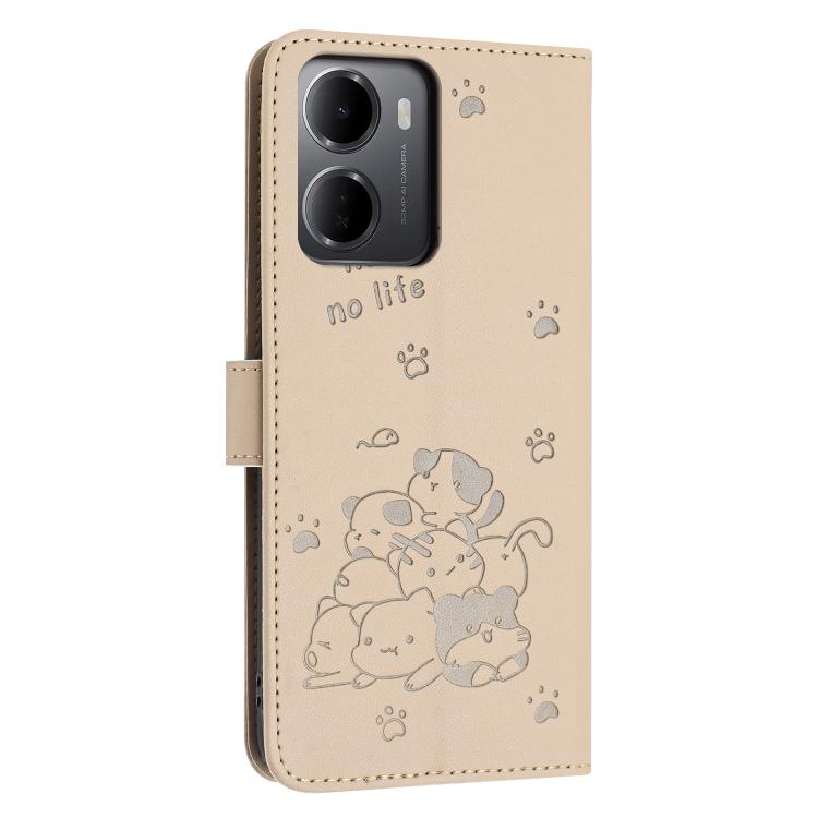 For Redmi 15a 5G Embossed Kitten Phone Leather Case with Lanyard
