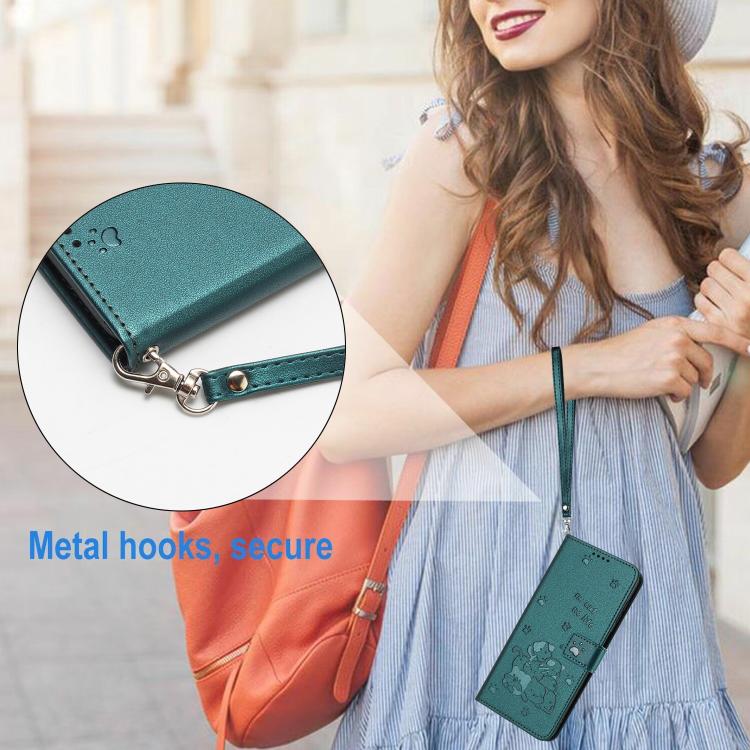 For Redmi 15a 5G Embossed Kitten Phone Leather Case with Lanyard