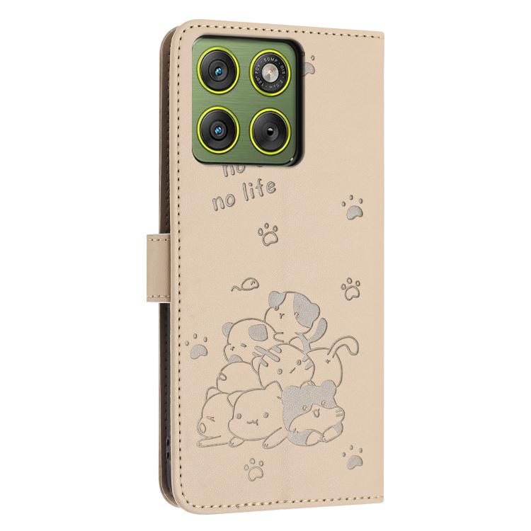 For Motorola Edge 70 5G Embossed Kitten Phone Leather Case with Lanyard