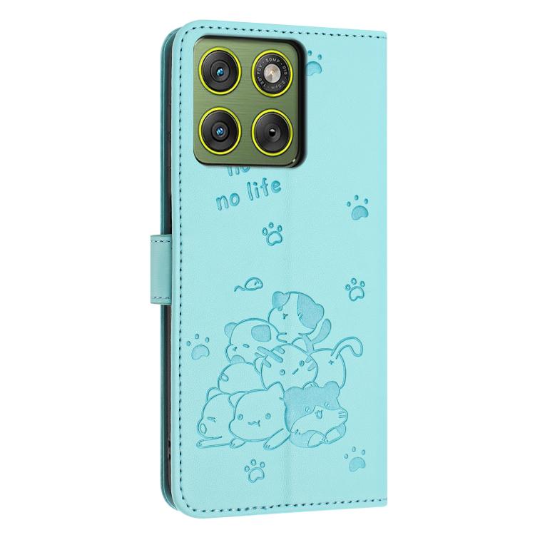 For Motorola Edge 70 5G Embossed Kitten Phone Leather Case with Lanyard