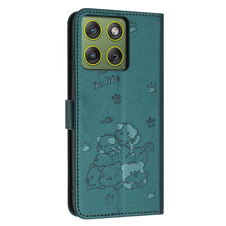 For Motorola Edge 70 5G Embossed Kitten Phone Leather Case with Lanyard