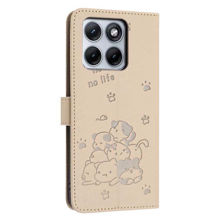 For Motorola Edge 70 Fusion 5G Embossed Kitten Phone Leather Case with Lanyard