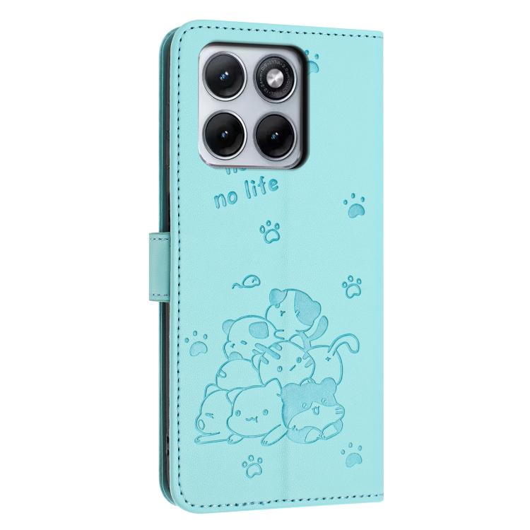 For Motorola Edge 70 Fusion 5G Embossed Kitten Phone Leather Case with Lanyard