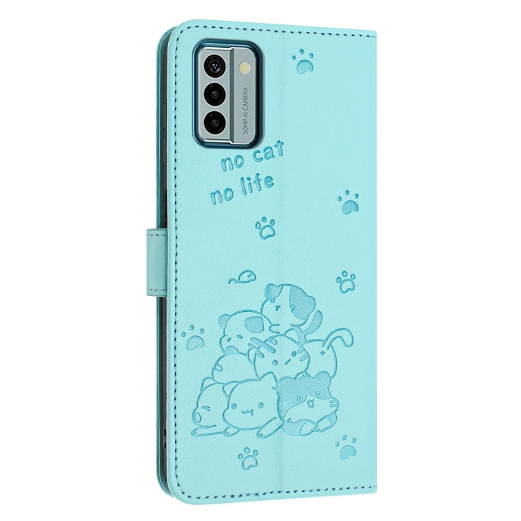 For Nokia G22 Embossed Kitten Phone Leather Case with Lanyard
