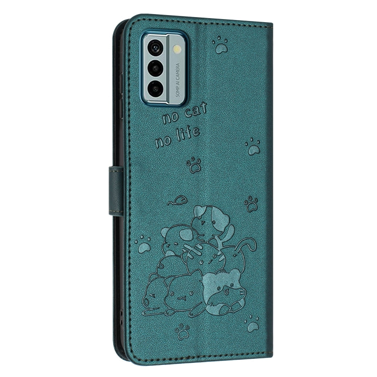 For Nokia G22 Embossed Kitten Phone Leather Case with Lanyard