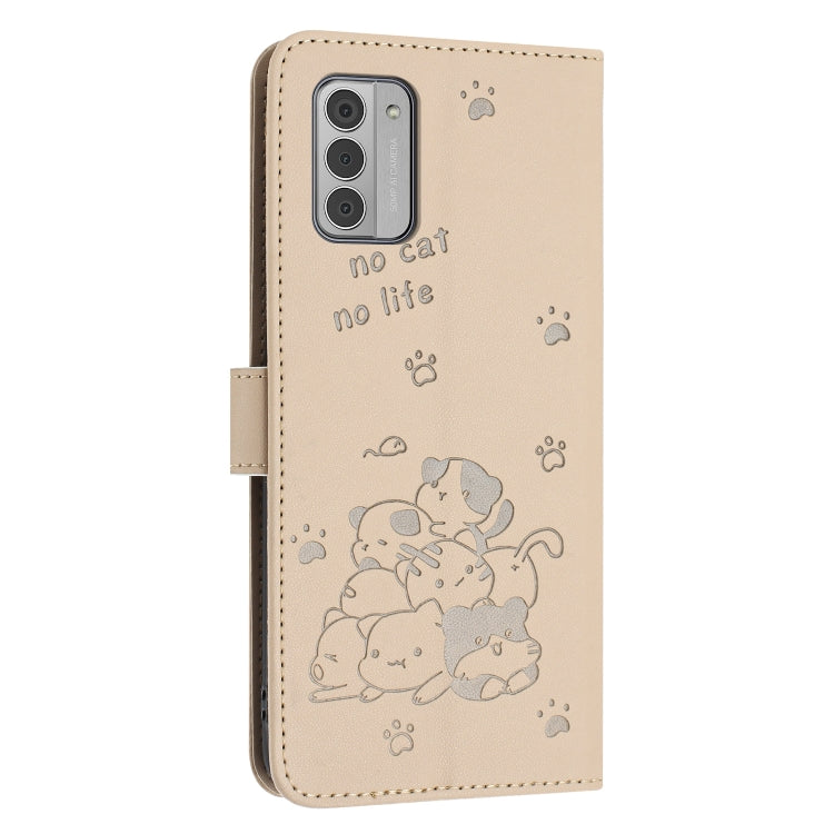 For Nokia G42 5G Embossed Kitten Phone Leather Case with Lanyard