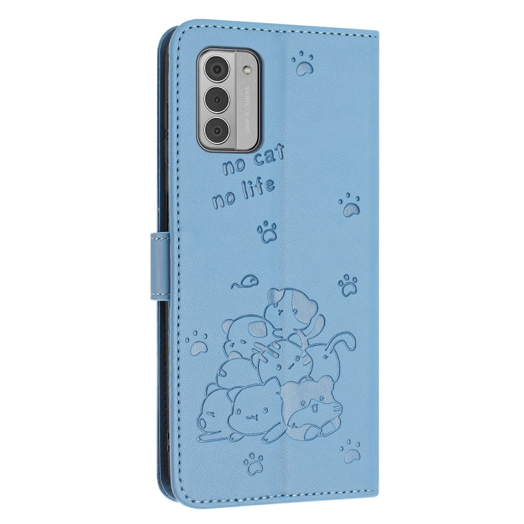 For Nokia G42 5G Embossed Kitten Phone Leather Case with Lanyard