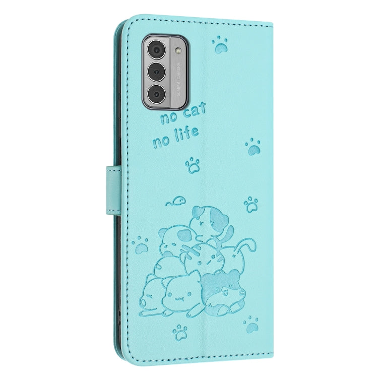 For Nokia G42 5G Embossed Kitten Phone Leather Case with Lanyard