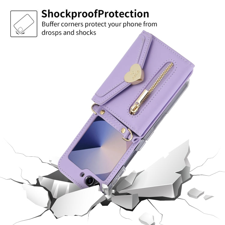 For Samsung Galaxy Z Flip6 POLA Love Buckle Multi-Card Slots Zipper Wallet Phone Case