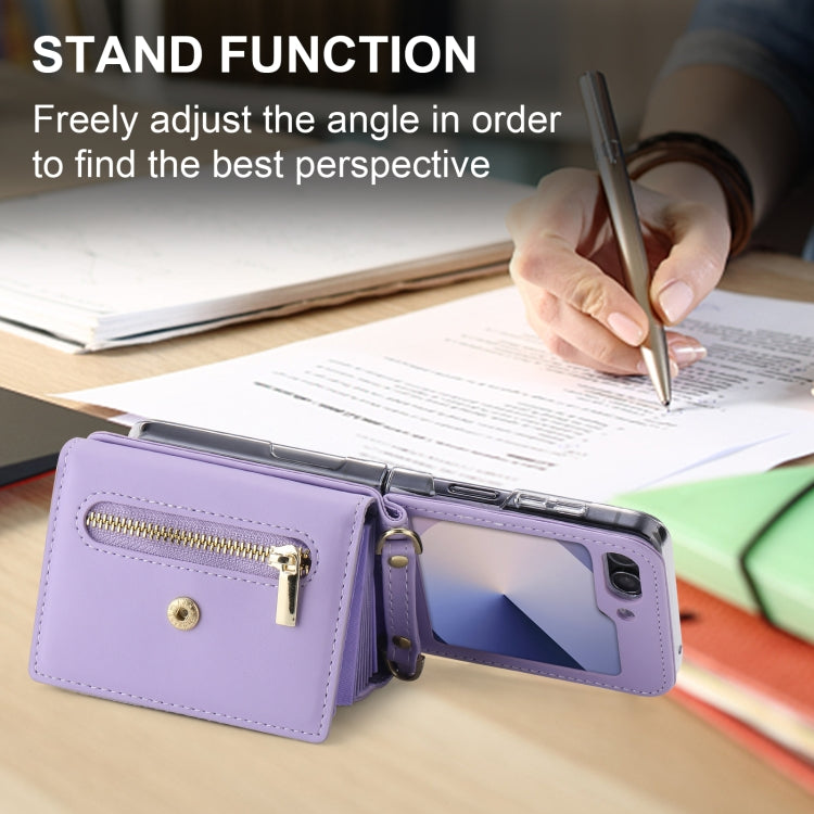 For Samsung Galaxy Z Flip6 POLA Love Buckle Multi-Card Slots Zipper Wallet Phone Case