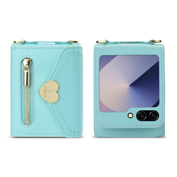 For Samsung Galaxy Z Flip6 POLA Love Buckle Multi-Card Slots Zipper Wallet Phone Case