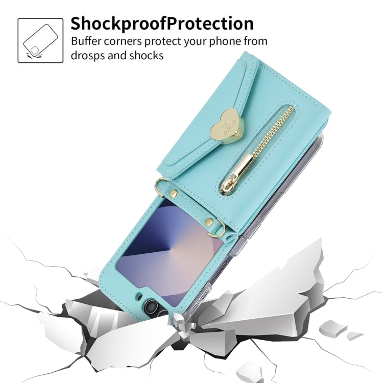 For Samsung Galaxy Z Flip6 POLA Love Buckle Multi-Card Slots Zipper Wallet Phone Case