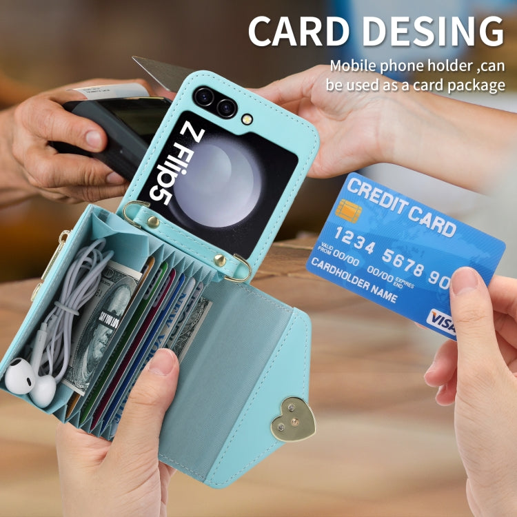 For Samsung Galaxy Z Flip6 POLA Love Buckle Multi-Card Slots Zipper Wallet Phone Case