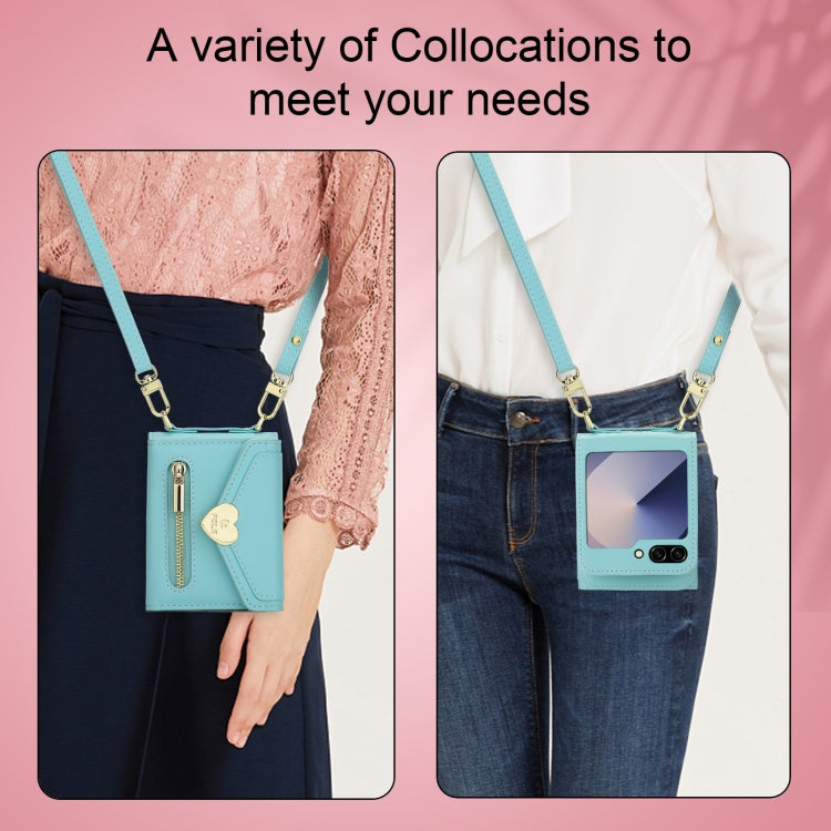For Samsung Galaxy Z Flip6 POLA Love Buckle Multi-Card Slots Zipper Wallet Phone Case