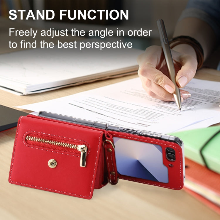 For Samsung Galaxy Z Flip6 POLA Love Buckle Multi-Card Slots Zipper Wallet Phone Case