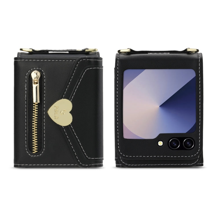 For Samsung Galaxy Z Flip6 POLA Love Buckle Multi-Card Slots Zipper Wallet Phone Case