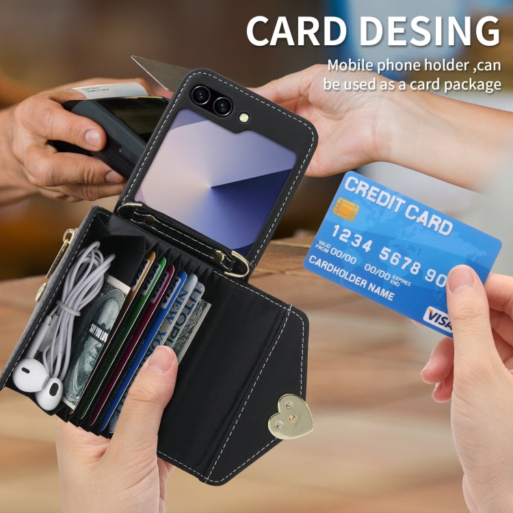 For Samsung Galaxy Z Flip6 POLA Love Buckle Multi-Card Slots Zipper Wallet Phone Case