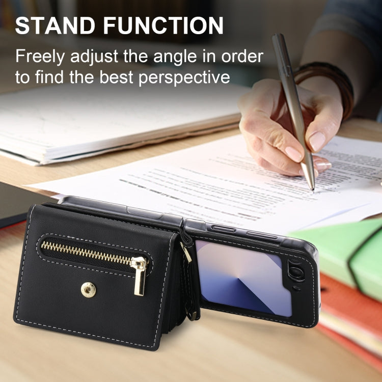 For Samsung Galaxy Z Flip6 POLA Love Buckle Multi-Card Slots Zipper Wallet Phone Case