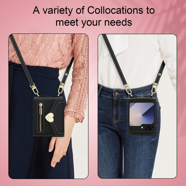 For Samsung Galaxy Z Flip6 POLA Love Buckle Multi-Card Slots Zipper Wallet Phone Case