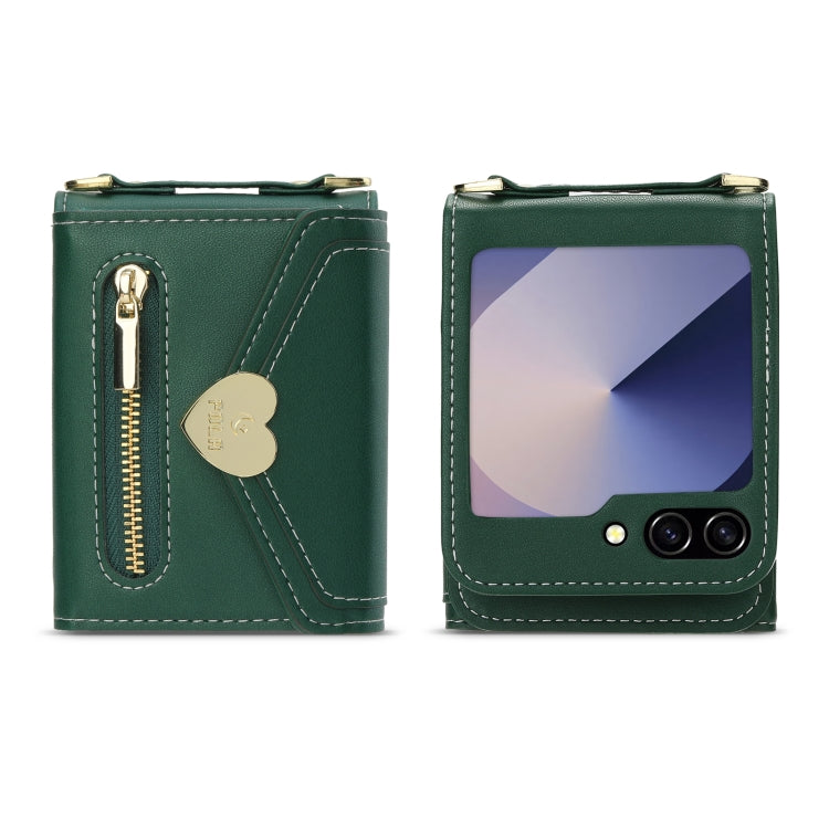 For Samsung Galaxy Z Flip6 POLA Love Buckle Multi-Card Slots Zipper Wallet Phone Case
