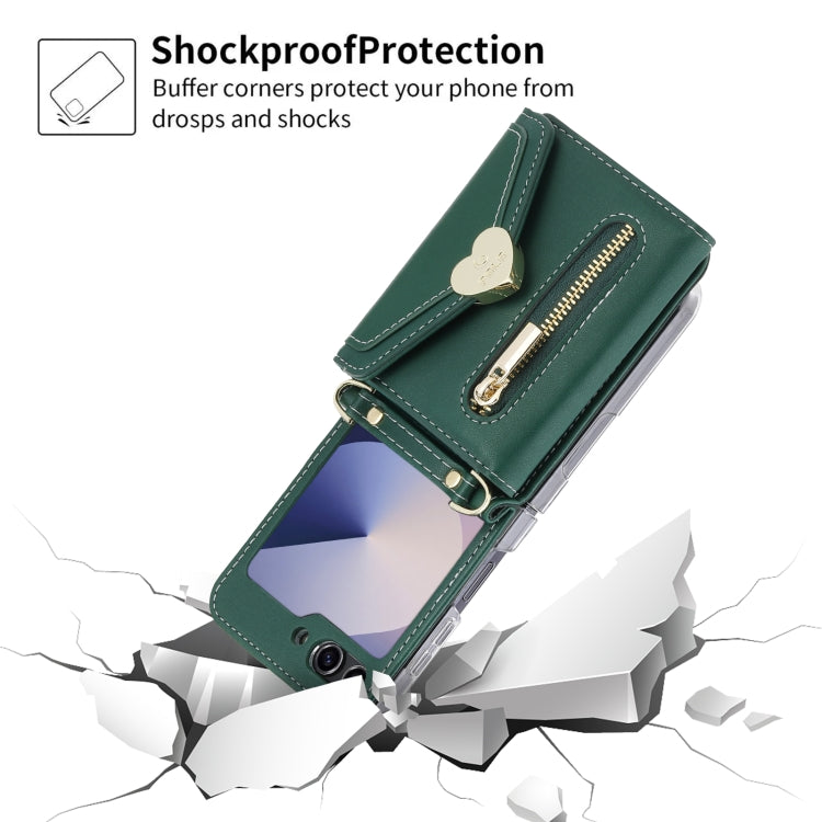 For Samsung Galaxy Z Flip6 POLA Love Buckle Multi-Card Slots Zipper Wallet Phone Case