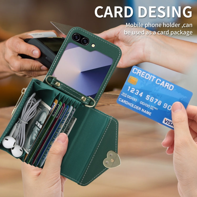 For Samsung Galaxy Z Flip6 POLA Love Buckle Multi-Card Slots Zipper Wallet Phone Case
