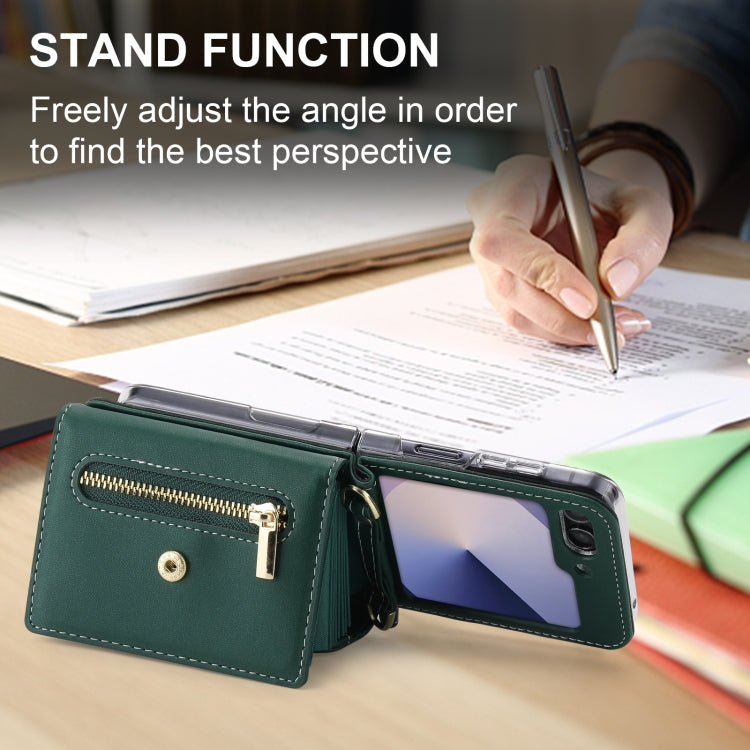 For Samsung Galaxy Z Flip6 POLA Love Buckle Multi-Card Slots Zipper Wallet Phone Case