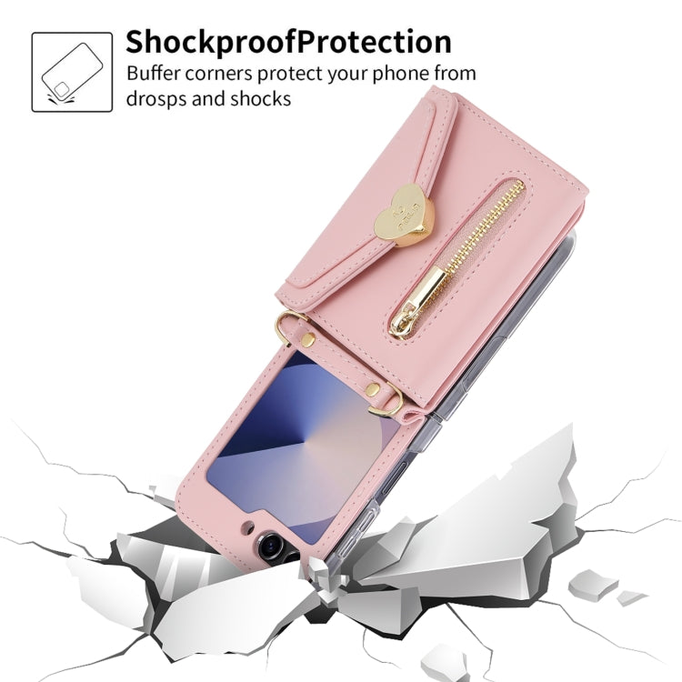 For Samsung Galaxy Z Flip6 POLA Love Buckle Multi-Card Slots Zipper Wallet Phone Case