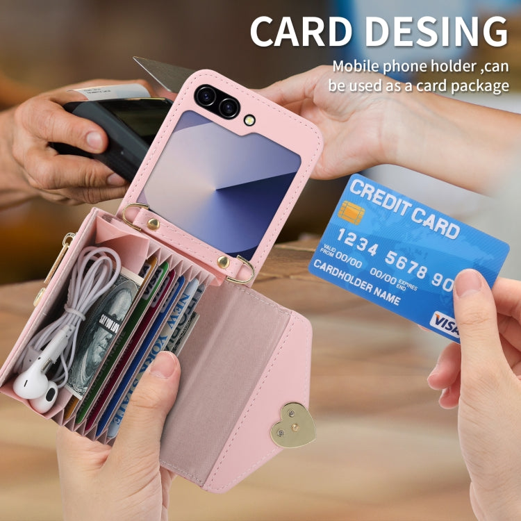 For Samsung Galaxy Z Flip6 POLA Love Buckle Multi-Card Slots Zipper Wallet Phone Case