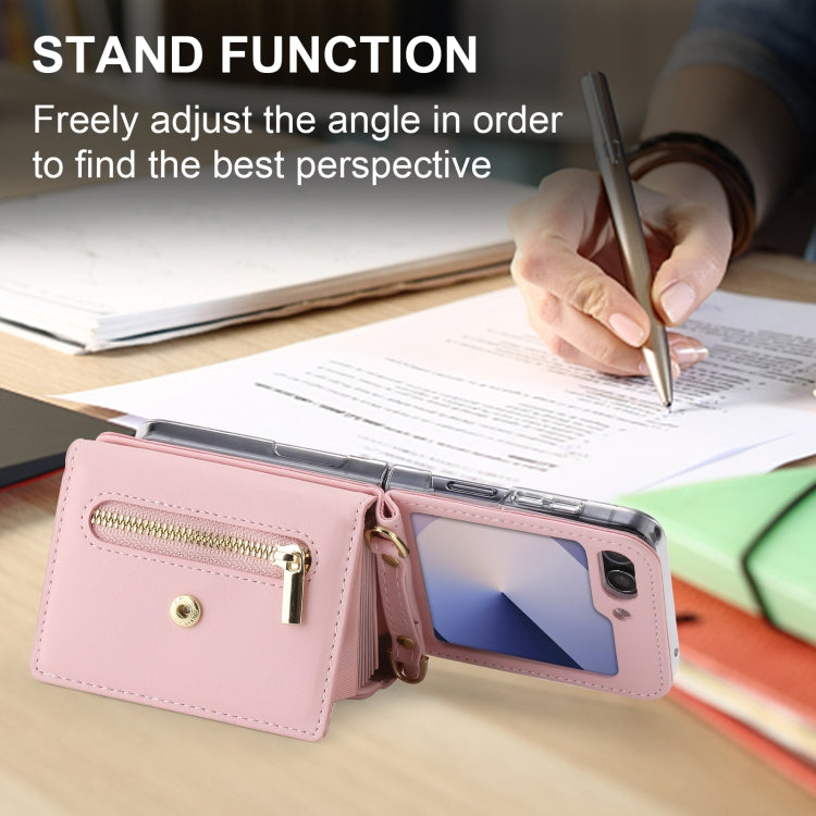 For Samsung Galaxy Z Flip6 POLA Love Buckle Multi-Card Slots Zipper Wallet Phone Case
