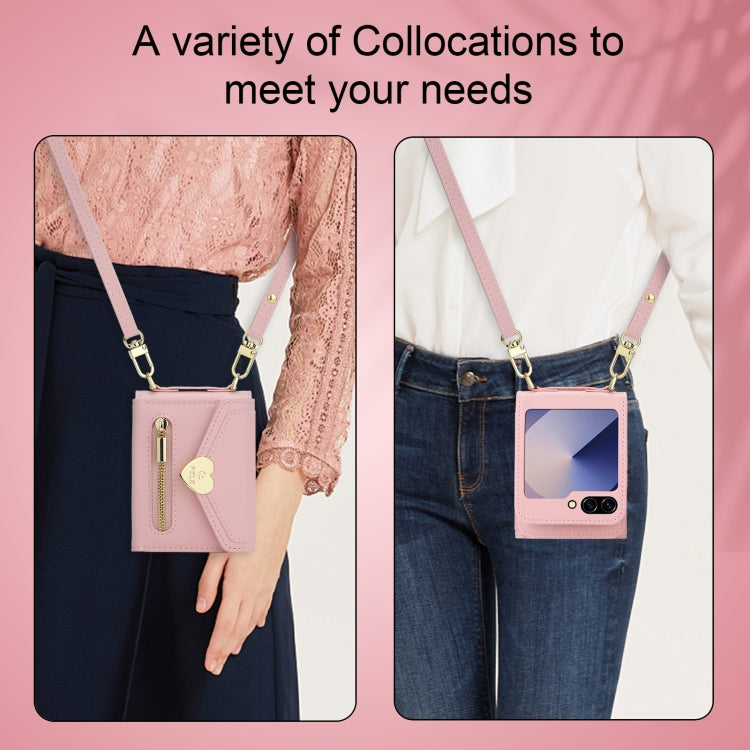 For Samsung Galaxy Z Flip6 POLA Love Buckle Multi-Card Slots Zipper Wallet Phone Case
