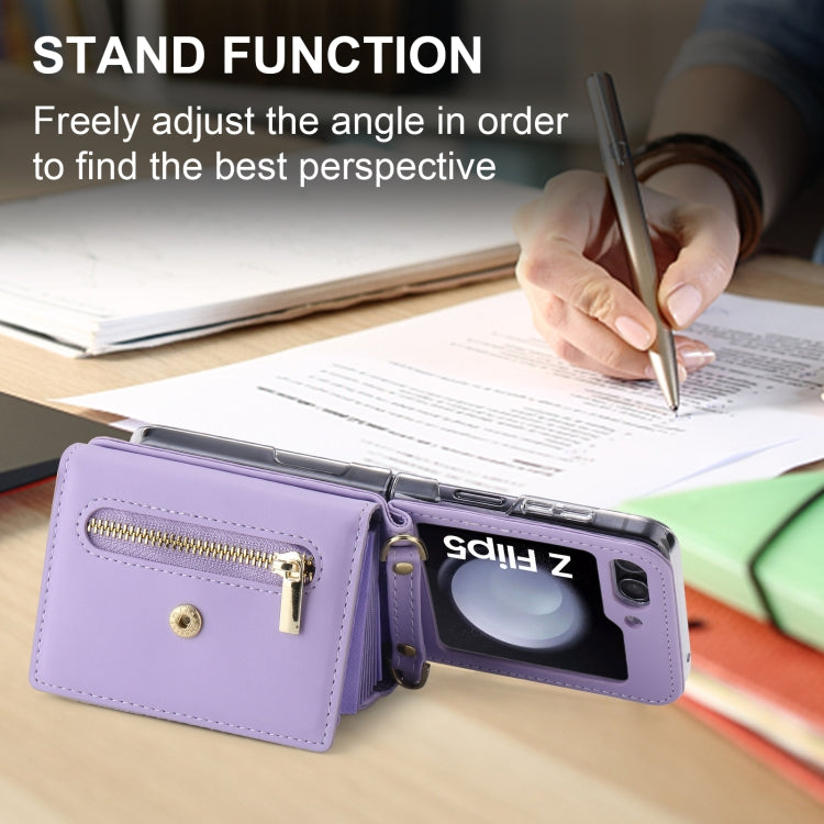 For Samsung Galaxy Z Flip5 POLA Love Buckle Multi-Card Slots Zipper Wallet Phone Case