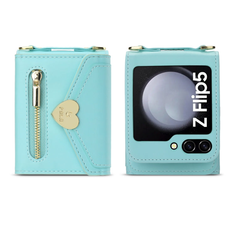 For Samsung Galaxy Z Flip5 POLA Love Buckle Multi-Card Slots Zipper Wallet Phone Case