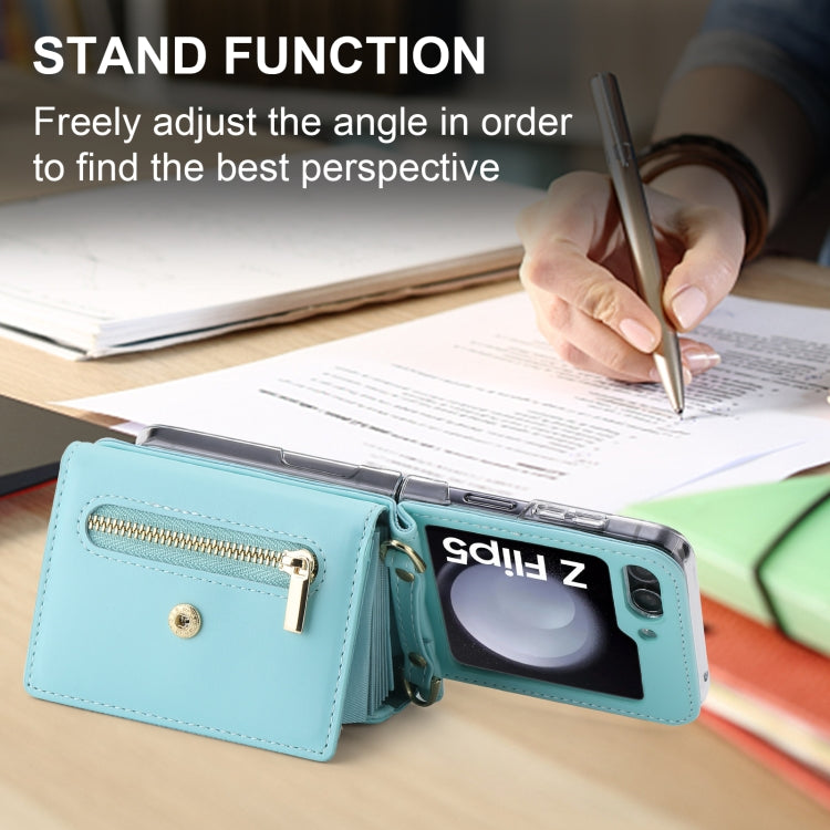 For Samsung Galaxy Z Flip5 POLA Love Buckle Multi-Card Slots Zipper Wallet Phone Case