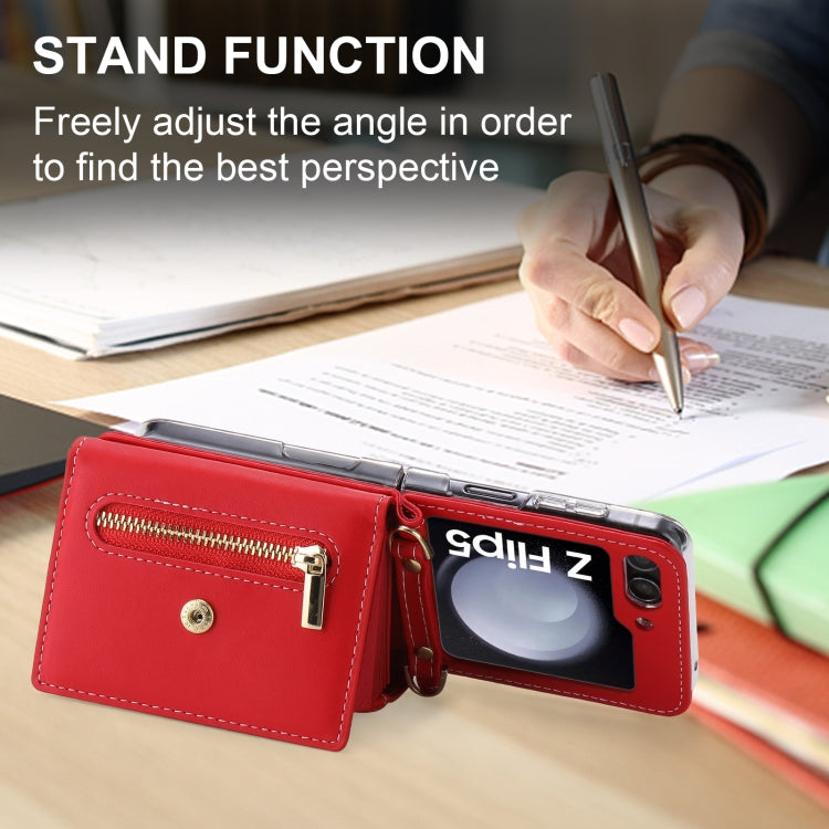 For Samsung Galaxy Z Flip5 POLA Love Buckle Multi-Card Slots Zipper Wallet Phone Case