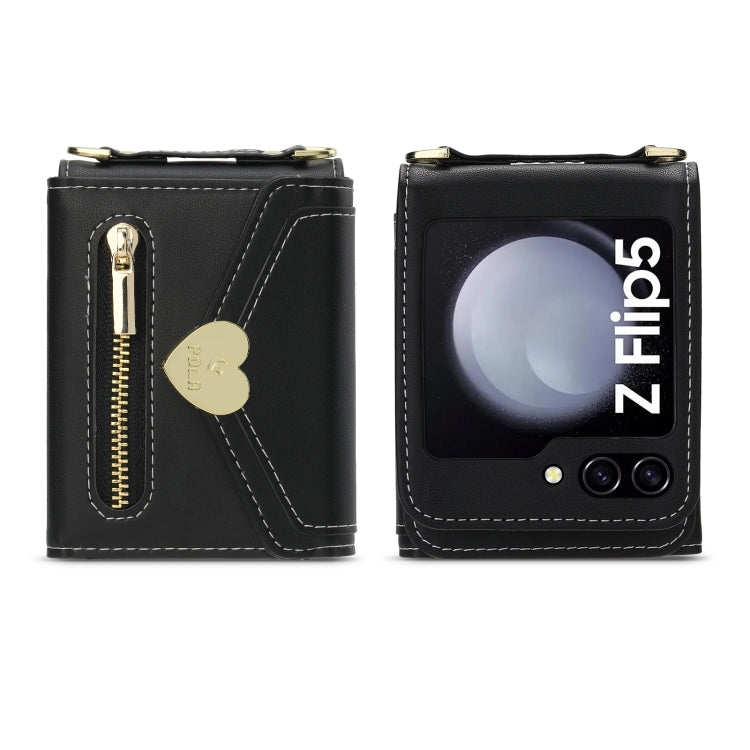For Samsung Galaxy Z Flip5 POLA Love Buckle Multi-Card Slots Zipper Wallet Phone Case