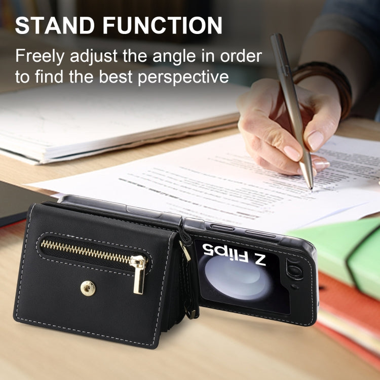 For Samsung Galaxy Z Flip5 POLA Love Buckle Multi-Card Slots Zipper Wallet Phone Case