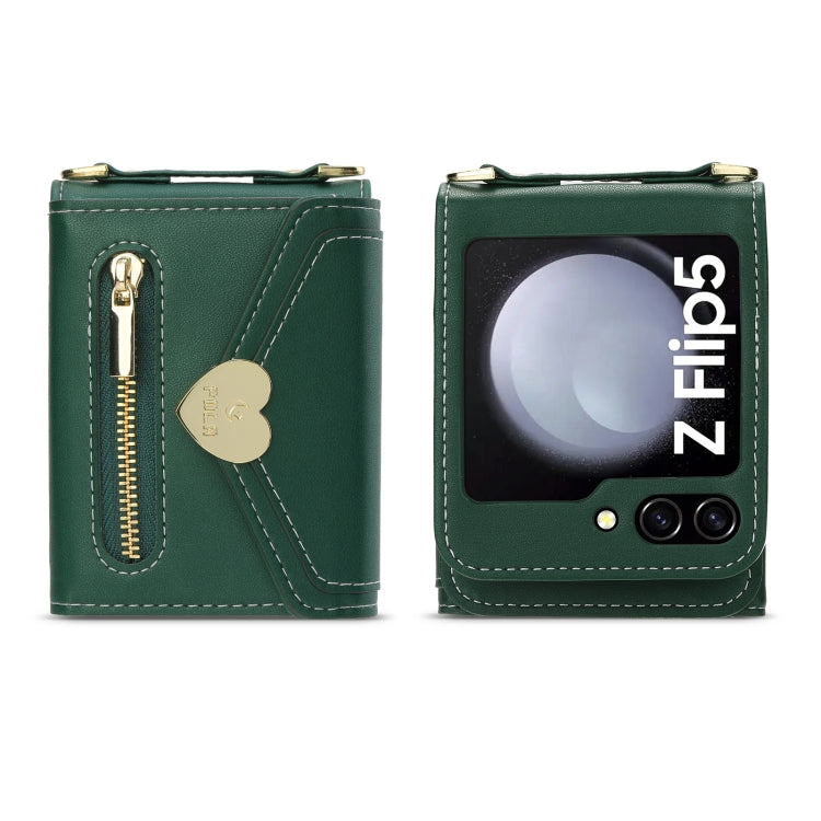 For Samsung Galaxy Z Flip5 POLA Love Buckle Multi-Card Slots Zipper Wallet Phone Case