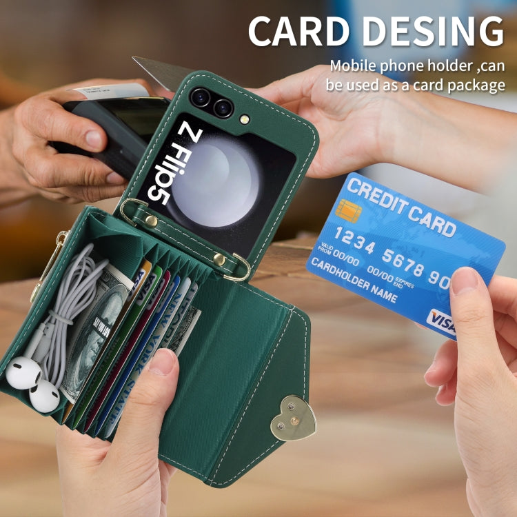 For Samsung Galaxy Z Flip5 POLA Love Buckle Multi-Card Slots Zipper Wallet Phone Case