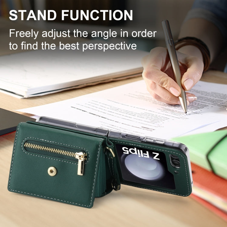 For Samsung Galaxy Z Flip5 POLA Love Buckle Multi-Card Slots Zipper Wallet Phone Case