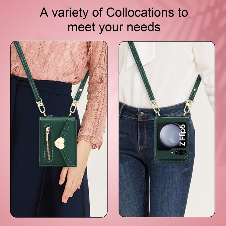 For Samsung Galaxy Z Flip5 POLA Love Buckle Multi-Card Slots Zipper Wallet Phone Case