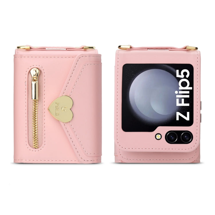 For Samsung Galaxy Z Flip5 POLA Love Buckle Multi-Card Slots Zipper Wallet Phone Case