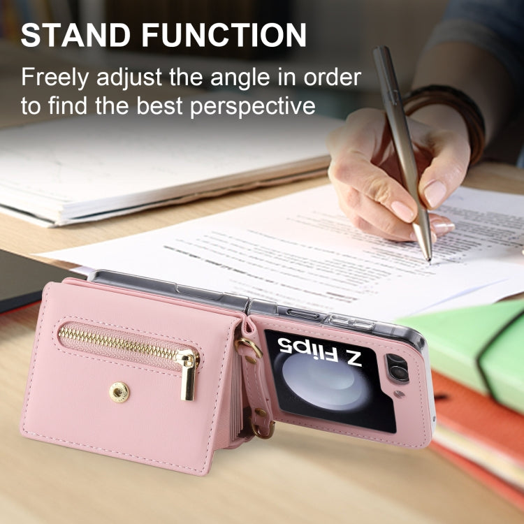 For Samsung Galaxy Z Flip5 POLA Love Buckle Multi-Card Slots Zipper Wallet Phone Case