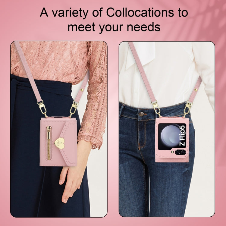 For Samsung Galaxy Z Flip5 POLA Love Buckle Multi-Card Slots Zipper Wallet Phone Case