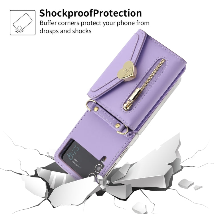 For Samsung Galaxy Z Flip4 POLA Love Buckle Multi-Card Slots Zipper Wallet Phone Case