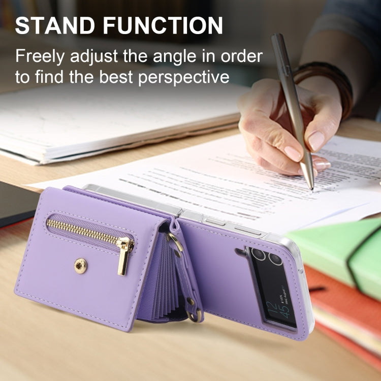 For Samsung Galaxy Z Flip4 POLA Love Buckle Multi-Card Slots Zipper Wallet Phone Case