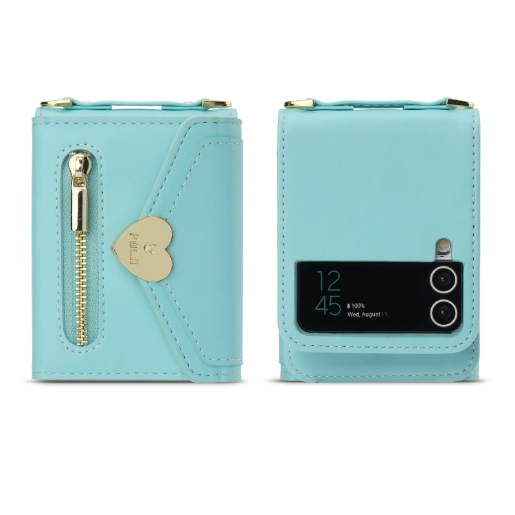 For Samsung Galaxy Z Flip4 POLA Love Buckle Multi-Card Slots Zipper Wallet Phone Case