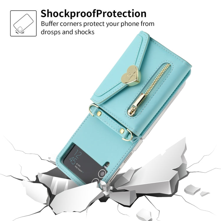 For Samsung Galaxy Z Flip4 POLA Love Buckle Multi-Card Slots Zipper Wallet Phone Case